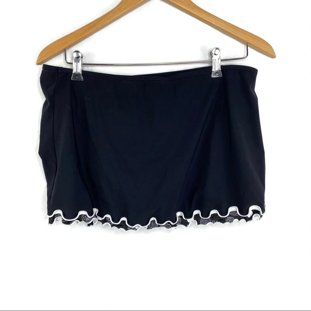 Profile Gottex Black Gin Fiz Skirted Ruffled Swim Bottom Size 12